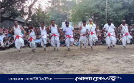 নবীনগরে বাদ্যযন্ত্রের তালে ঐতিহ্যবাহী লাঠি খেলা