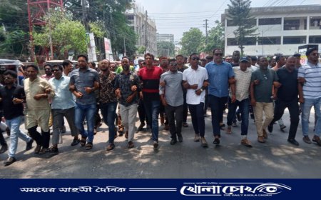 ফরিদপুরে যুবদলের বিক্ষোভ মিছিল, ব্যানার-ফেস্টুন উচ্ছেদের প্রতিবাদ