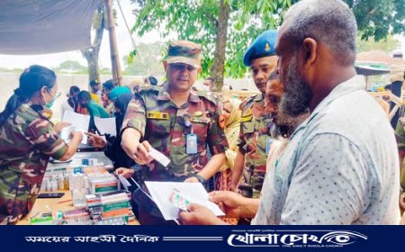 রাণীনগরে সেনাবাহিনীর একদিনের বিনামূল্যে চিকিৎসা ক্যাম্প