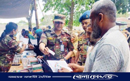 নওগাঁয় সেনাবাহিনীর একদিনের বিনামূল্যে চিকিৎসা ক্যাম্প অনুষ্ঠিত