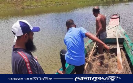 কাপ্তাই লেকে নিষিদ্ধ মৌসুমে মাছ ধরার অপরাধে জাল ও নৌকা জব্দ