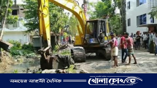পিরোজপুর শহরের ভাড়ানি খাল পুনঃখনন ও উচ্ছেদ অভিযান শুরু