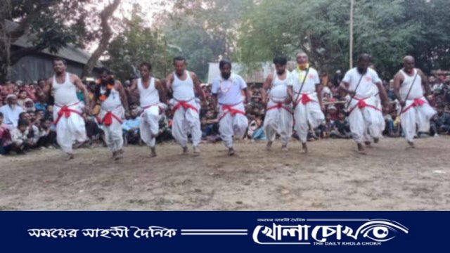 নবীনগরে বাদ্যযন্ত্রের তালে ঐতিহ্যবাহী লাঠি খেলা