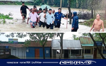 আখাউড়ায় ভারতের উজান থেকে নেমে আসা পাহাড়ি ঢল ও টানা বৃষ্টিতে হঠাৎ বন্যা, প্লাবিত বহু এলাকা