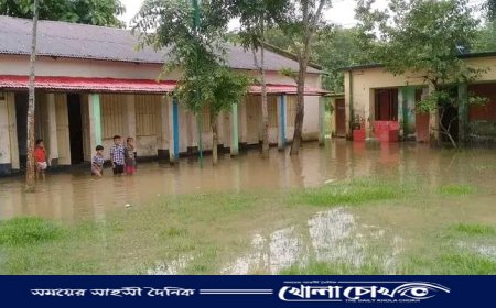 খাগড়াছড়ির থলি পাড়া সরকারি প্রাথমিক বিদ্যালয়ে জলাবদ্ধতায় শিক্ষাব্যবস্থা বিপর্যস্ত