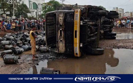 ব্রাহ্মণবাড়িয়ায় সিলিন্ডারবাহী ট্রাকে আগুন