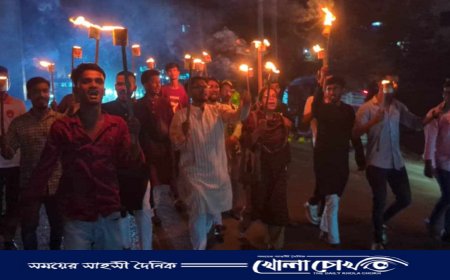 ভিপি নুরের উপর হামলার প্রতিবাদে আশুলিয়ায় ছাত্র অধিকার পরিষদের মশাল মিছিল