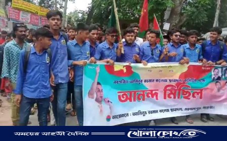 মহম্মদপুরে কলেজ ছাত্রদলের গঠিত কমিটির আনন্দ র‍্যালি ও মিষ্টি বিতরণ