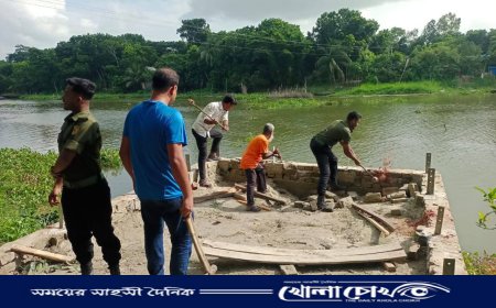 নগরকান্দায় উচ্ছেদ অভিযানের মধ্য দিয়ে দখলমুক্ত হলো কুমার নদ