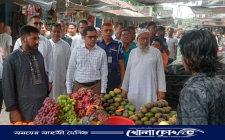 ফরিদপুরের মধুখালী বাজারের ফুটপাত দখলমুক্ত করলেন ইউএনও