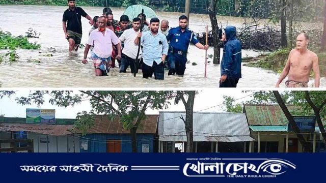 আখাউড়ায় ভারতের উজান থেকে নেমে আসা পাহাড়ি ঢল ও টানা বৃষ্টিতে হঠাৎ বন্যা, প্লাবিত বহু এলাকা