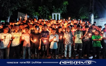 জুলাই স্মরণে আগৈলঝাড়ায় ছাত্রদলের মোমবাতি প্রজ্বালন