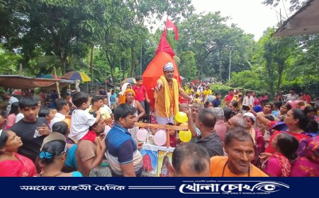 মাগুরার নহাটা শ্মশান কালী বাড়িতে জগন্নাথ দেবের উল্টো রথযাত্রা ও বর্ণাঢ্য শোভাযাত্রা অনুষ্ঠিত