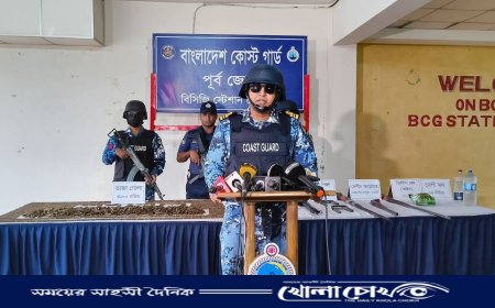 টেকনাফে গহীন পাহাড়ে ডাকাতের সঙ্গে গোলাগুলিতে বিপুল অস্ত্র ও অপহৃত যুবক উদ্ধার