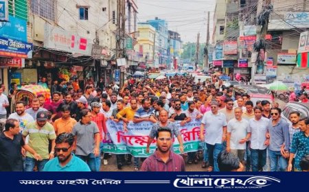 কেন্দ্রীয় কর্মসূচির অংশ হিসেবে ফরিদপুরে জেলা ছাত্রদলের বিক্ষোভ মিছিল অনুষ্ঠিত