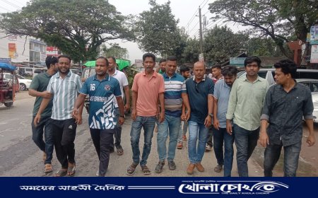 মধুখালীতে স্বেচ্ছাসেবক দলের হরতাল বিরোধী মিছিল