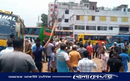 ফরিদপুরে শ্রমিক ইউনিয়নের নির্বাচন ঘিরে সংঘর্ষ — বাস চলাচল বন্ধ