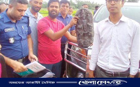 রাণীনগরে জমির মাটি খুঁড়তেই মিললো কষ্টি পাথরের বিষ্ণু মূর্তি