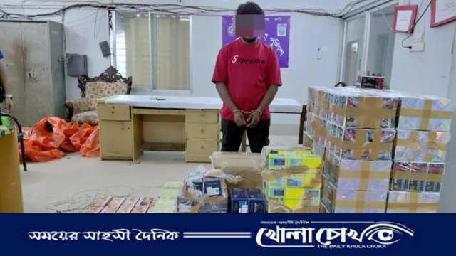 বিজয়নগরে ২ কোটি টাকার মোবাইল ডিসপ্লে জব্দ, আটক ১