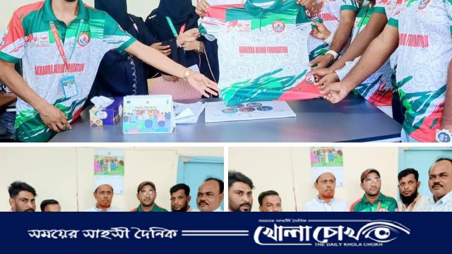 আখাউড়ায় মানবিক কর্মীদের মাঝে টি-শার্ট উপহার