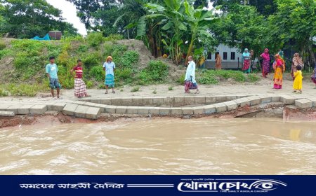 মধুমতির তীরে নতুন বাঁধে ধস