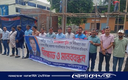 গাজীপুরে সাংবাদিক হত্যা: ফরিদপুরে প্রেস ক্লাবের বিক্ষোভ ও মানববন্ধন