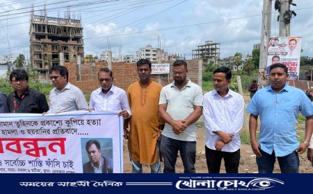 সাংবাদিক তুহিন হত্যার বিচার চেয়ে আশুলিয়া প্রেস ক্লাবের সাংবাদিকদের মানববন্ধন