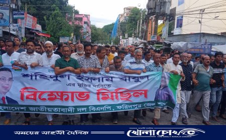 শহিদুল ইসলাম বাবুলের মুক্তি দাবিতে ফরিদপুর জেলা বিএনপির বিক্ষোভ সমাবেশ