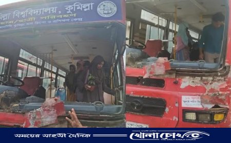 দুর্ঘটনার কবলে কুবির লাল বাস, আহত ৪