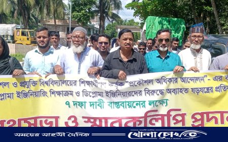 পিরোজপুরে ডিপ্লোমা ইঞ্জিনিয়ারদের ৭ দফা দাবিতে পথসভা ও স্মারকলিপি প্রদান