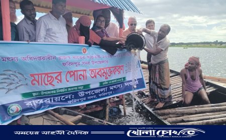 ফরিদপুরে চাপাইবিলে ২৪০ কেজি পোনা মাছ অবমুক্ত
