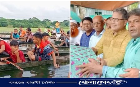 ভাঙ্গায় অনুষ্ঠিত হলো ব্যতিক্রমধর্মী ডোঙা বাইচ