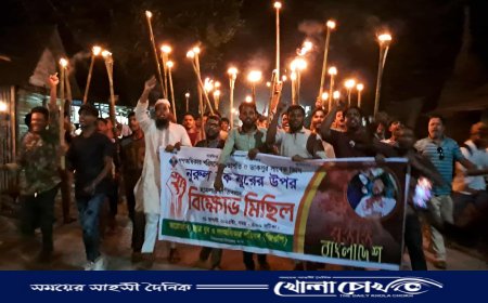 বিজয়নগরে ভিপি নূরের উপর হামলার প্রতিবাদে মশাল মিছিল