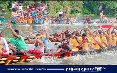 ভাঙ্গায় গ্রামবাংলার ঐতিহ্যবাহী নৌকা বাইচ, হাজারো মানুষের উপচেপড়া ভিড়
