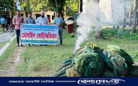 আলফাডাঙ্গায় অবৈধ চায়না জাল জব্দ ও ধ্বংস