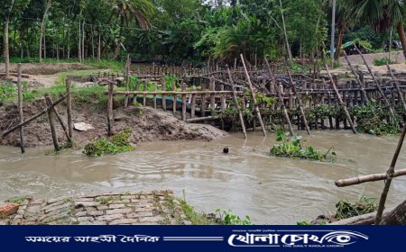কাউখালীতে ব্রিজ নির্মাণের নামে খাল বন্ধ করে ঠিকাদার উধাও