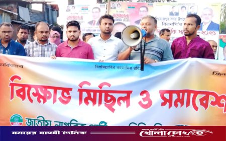 এনসিপি সদস্য সচিব আখতারের উপর হামলার প্রতিবাদে পিরোজপুরে বিক্ষোভ সমাবেশ