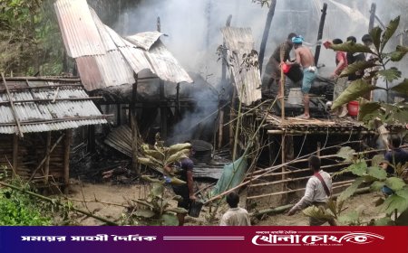 বান্দরবানের রোয়াংছড়িতে ভয়াবহ অগ্নিকাণ্ড, ছাই হলো বসতবাড়ি