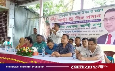 শারদীয় দুর্গাপূজা উপলক্ষে বিএনপি নেতা মীর সরফত আলী সপুর শ্রীনগরে উপহার বিতরণ