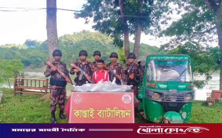 কাপ্তাইয়ে বিজিবির অভিযানে ৫০ লিটার চোলাই মদসহ সিএনজি চালক আটক