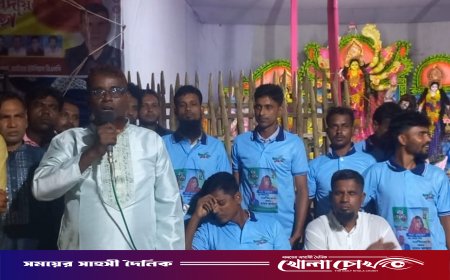 সালথায় যুবদল নেতা হাসান আশরাফের শোডাউন ও পূজা মণ্ডপ পরিদর্শন