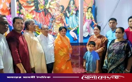 শ্রীপুরে পূজা মণ্ডপ পরিদর্শনে ইউএনও রাখী ব্যানার্জী