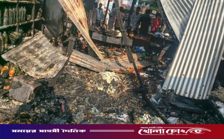 পিরোজপুরে আগুনে পুড়ে ৫টি দোকান ভস্মীভূত
