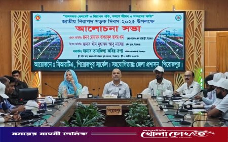 জাতীয় নিরাপদ সড়ক ২০২৫ উপলক্ষে পিরোজপুরে র্যালি ও আলোচনা সভা অনুষ্ঠিত