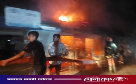 মঠবাড়িয়ায় অগ্নিকাণ্ডে ৫টি ব্যবসা প্রতিষ্ঠান পুড়ে ছাই