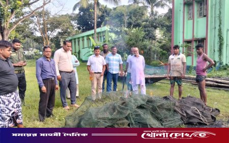 রাণীনগরে ভ্রাম্যমাণ আদালতের অভিযানে জাল জব্দ ও জরিমানা