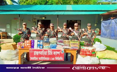 বিজয়নগরে বিজিবির বিশেষ অভিযানে বিপুল পরিমাণ চোরাচালান পণ্য আটক