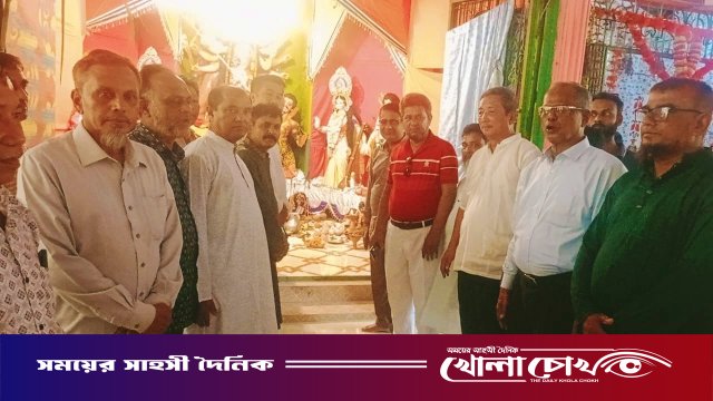 কাপ্তাইয়ে পূজামণ্ডপ পরিদর্শনে জেলা বিএনপির সভাপতি দীপু