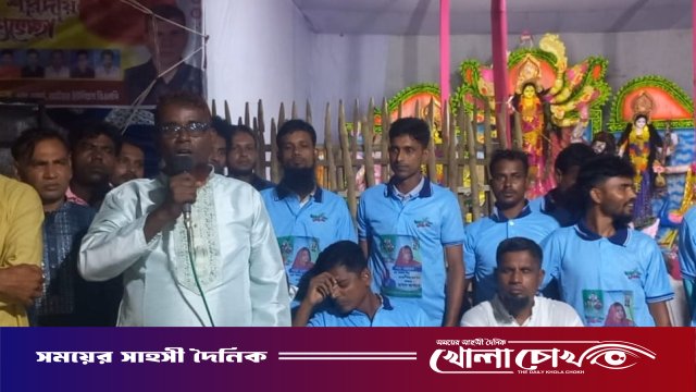 সালথায় যুবদল নেতা হাসান আশরাফের শোডাউন ও পূজা মণ্ডপ পরিদর্শন