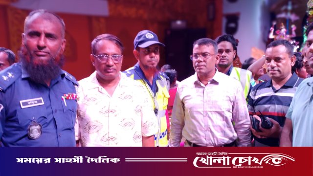 ফরিদপুরে পূজামণ্ডপ পরিদর্শনে জেলা পুলিশ সুপার, নিরাপত্তা জোরদার